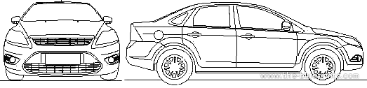 Ford Focus Sedan (BR) (2011) - Форд - чертежи, габариты, рисунки автомобиля