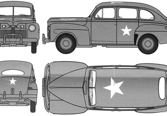 Ford Fordor Staff Car (1942) - Форд - чертежи, габариты, рисунки автомобиля