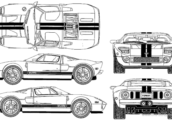 Ford GT - Форд - чертежи, габариты, рисунки автомобиля