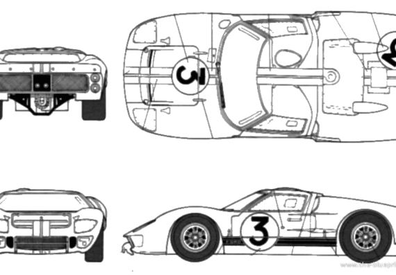 Ford GT40 LeMans - Форд - чертежи, габариты, рисунки автомобиля