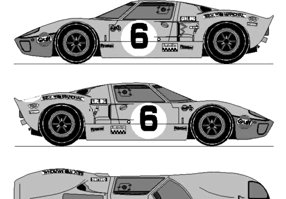 Ford GT40 Le Mans (1969) - Форд - чертежи, габариты, рисунки автомобиля