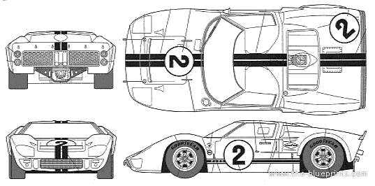Ford GT40 Mark II Daytona - Форд - чертежи, габариты, рисунки автомобиля