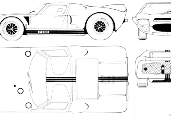 Ford GT 40 - Форд - чертежи, габариты, рисунки автомобиля