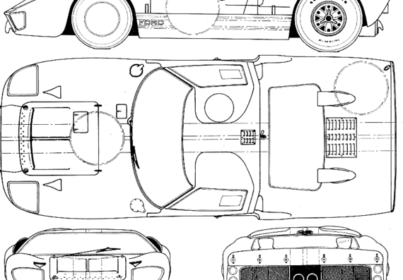 Ford GT 40 Mk.II Le-Mans (1966) - Форд - чертежи, габариты, рисунки автомобиля