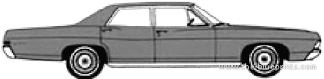 Ford Galaxie 500 4-Door Sedan (1968) - Форд - чертежи, габариты, рисунки автомобиля