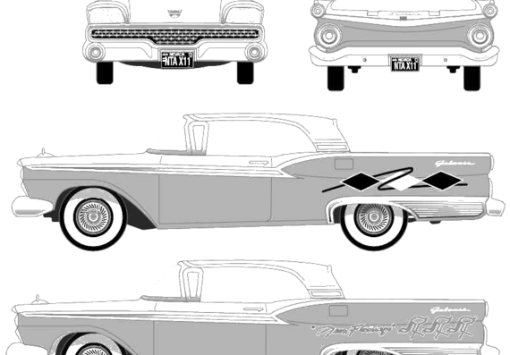 Ford Galaxie Skyliner (1959) - Форд - чертежи, габариты, рисунки автомобиля