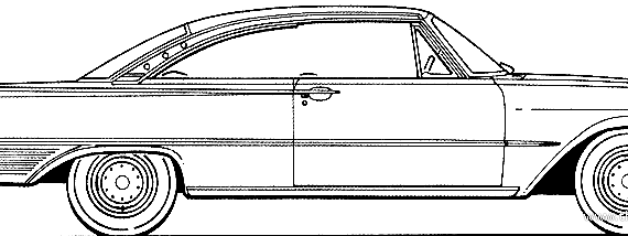 Ford Galaxie Starliner 2-Door Hardtop (1961) - Форд - чертежи, габариты, рисунки автомобиля