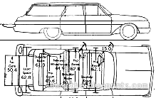 Ford Galaxie Wagon (1962) - Форд - чертежи, габариты, рисунки автомобиля