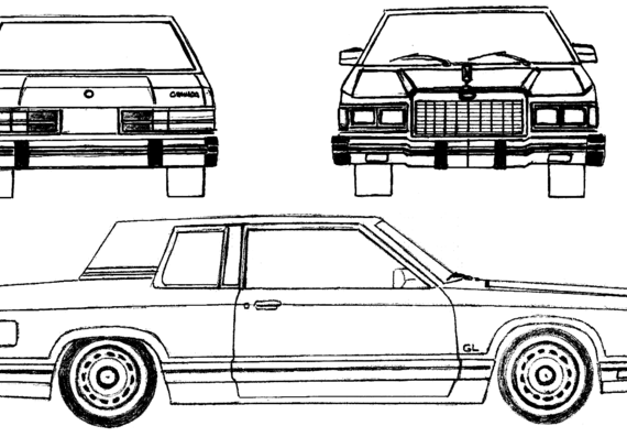 Ford Granada Coupe (1981) - Форд - чертежи, габариты, рисунки автомобиля