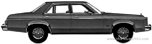 Ford Granada ESS 4-Door Sedan (1980) - Форд - чертежи, габариты, рисунки автомобиля