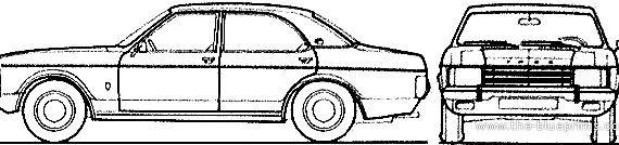 Ford Granada Mk.I 4-Door (1974) - Форд - чертежи, габариты, рисунки автомобиля