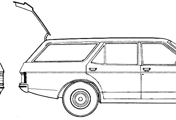 Ford Granada Mk.I Estate (1973) - Форд - чертежи, габариты, рисунки автомобиля