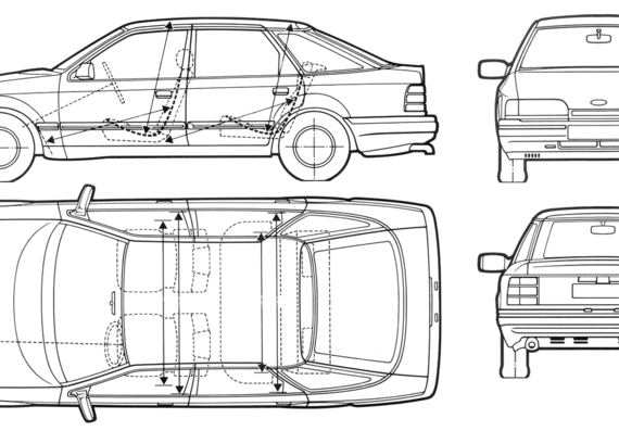 Ford Granada Scorpio - Форд - чертежи, габариты, рисунки автомобиля