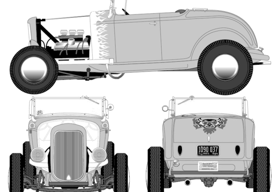 Ford Hot Rod (1932) - Форд - чертежи, габариты, рисунки автомобиля