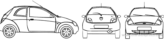 Ford Ka (1998) - Форд - чертежи, габариты, рисунки автомобиля