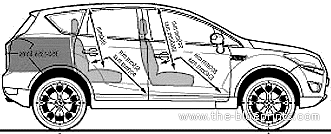 Ford Kuga 2.0 TDCi Titanium (2008) - Форд - чертежи, габариты, рисунки автомобиля