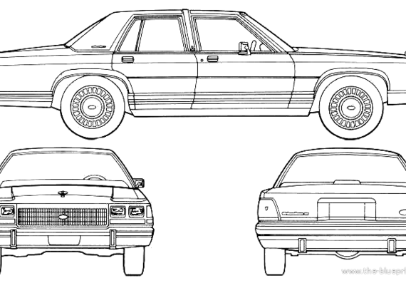 Ford LTD Crown Victoria (1990) - Форд - чертежи, габариты, рисунки автомобиля