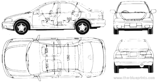Ford Laser (1998) - Форд - чертежи, габариты, рисунки автомобиля
