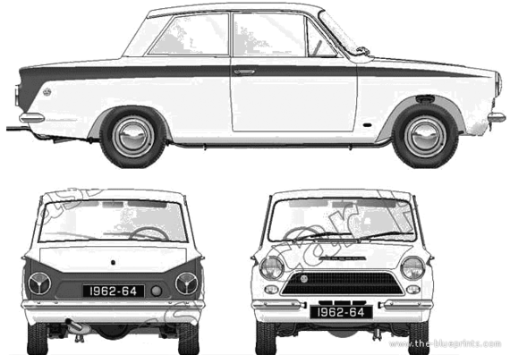 Ford Lotus Cortina (1962) - Форд - чертежи, габариты, рисунки автомобиля