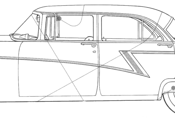 Ford Mainline 4-Door Sedan (1955) - Форд - чертежи, габариты, рисунки автомобиля