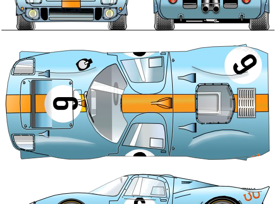 Ford Mirage GT 40 (1967) - Форд - чертежи, габариты, рисунки автомобиля