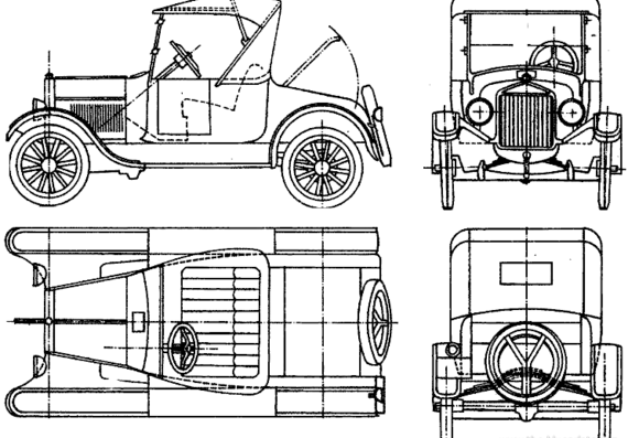 Ford Model-T (1923) - Форд - чертежи, габариты, рисунки автомобиля