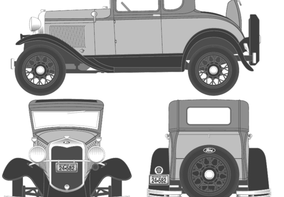 Ford Model A 3-Window Coupe (1930) - Форд - чертежи, габариты, рисунки автомобиля