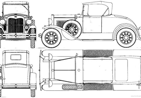 Ford Model A Runabout - Форд - чертежи, габариты, рисунки автомобиля