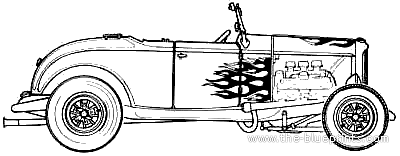 Ford Model A Street Rod (1932) - Форд - чертежи, габариты, рисунки автомобиля