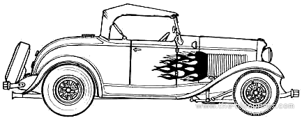 Ford Model A Street Rod Roadster (1932) - Форд - чертежи, габариты, рисунки автомобиля