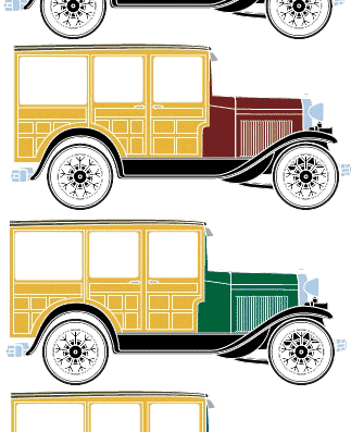 Ford Model A Woodie Wagon (1931) - Форд - чертежи, габариты, рисунки автомобиля