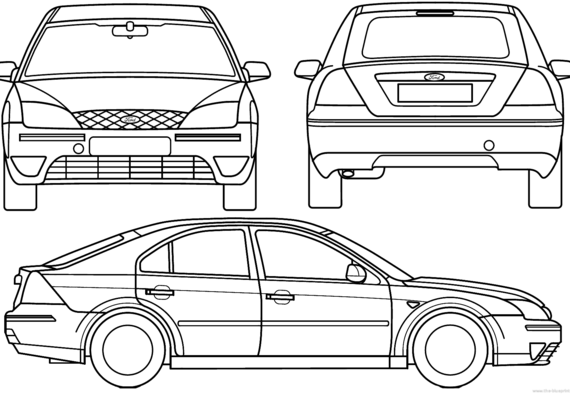 Ford Mondeo 5-Door (2006) - Форд - чертежи, габариты, рисунки автомобиля