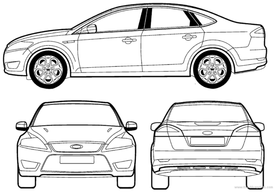 Ford Mondeo III 4-Door (2007) - Форд - чертежи, габариты, рисунки автомобиля