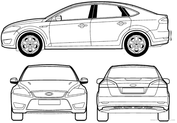 Ford Mondeo III 5-Door (2007) - Форд - чертежи, габариты, рисунки автомобиля