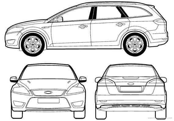 Ford Mondeo III Estate (2007) - Форд - чертежи, габариты, рисунки автомобиля