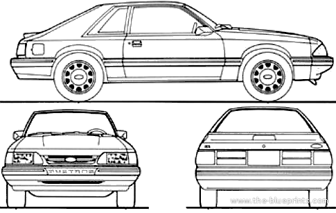 Ford Mustang (1989) - Форд - чертежи, габариты, рисунки автомобиля