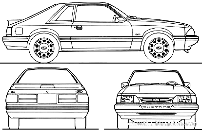 Ford Mustang (1990) - Форд - чертежи, габариты, рисунки автомобиля