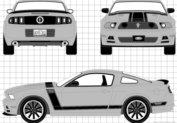 Ford Mustang Boss 302 (2013) - Форд - чертежи, габариты, рисунки автомобиля