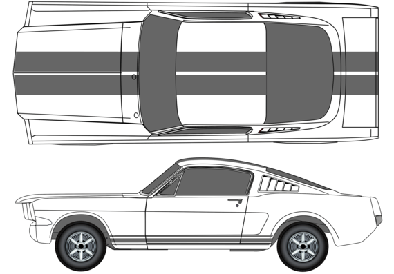 Ford Mustang Fastback - (1965) - Форд - чертежи, габариты, рисунки автомобиля