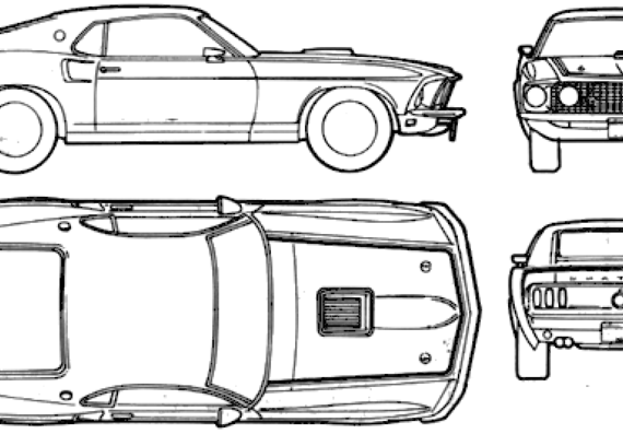 Ford Mustang Fastback (1969) - Форд - чертежи, габариты, рисунки автомобиля