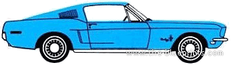 Ford Mustang Fastback 2+2 (1968) - Форд - чертежи, габариты, рисунки автомобиля