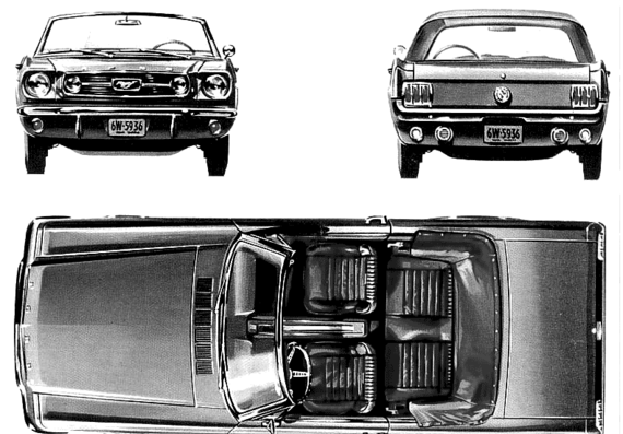Ford Mustang GT Convertible (1966) - Форд - чертежи, габариты, рисунки автомобиля