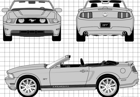 Ford Mustang GT Convertible (2010) - Форд - чертежи, габариты, рисунки автомобиля