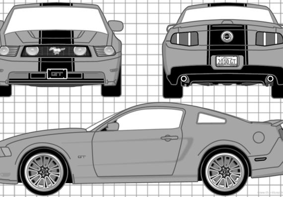 Ford Mustang GT Coupe (2010) - Форд - чертежи, габариты, рисунки автомобиля