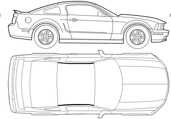 Ford Mustang GT V8 (2005) - Форд - чертежи, габариты, рисунки автомобиля