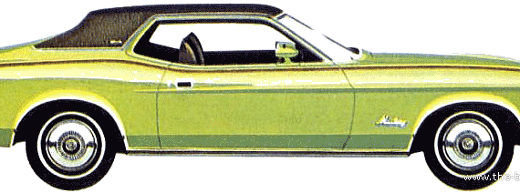 Ford Mustang Grande (1972) - Форд - чертежи, габариты, рисунки автомобиля