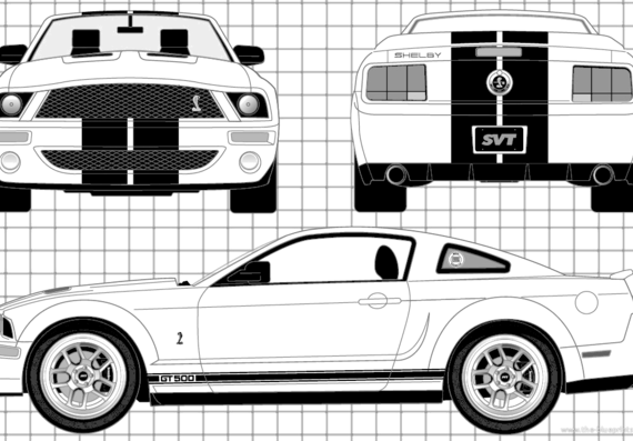 Ford Mustang Shelby GT500 (2007) - Форд - чертежи, габариты, рисунки автомобиля