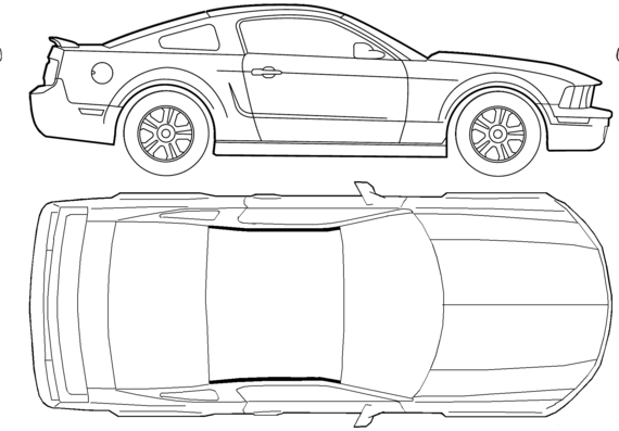 Ford Mustang V6 (2005) - Форд - чертежи, габариты, рисунки автомобиля