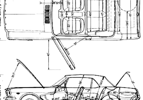 Ford Mustang V8 Convertible (1964) - Форд - чертежи, габариты, рисунки автомобиля