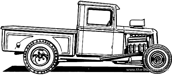 Ford Pick-up Custom (1934) - Форд - чертежи, габариты, рисунки автомобиля